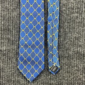 Mens Fabio Fazio Blue Gold Geometric Pure Silk Hand Made Tie